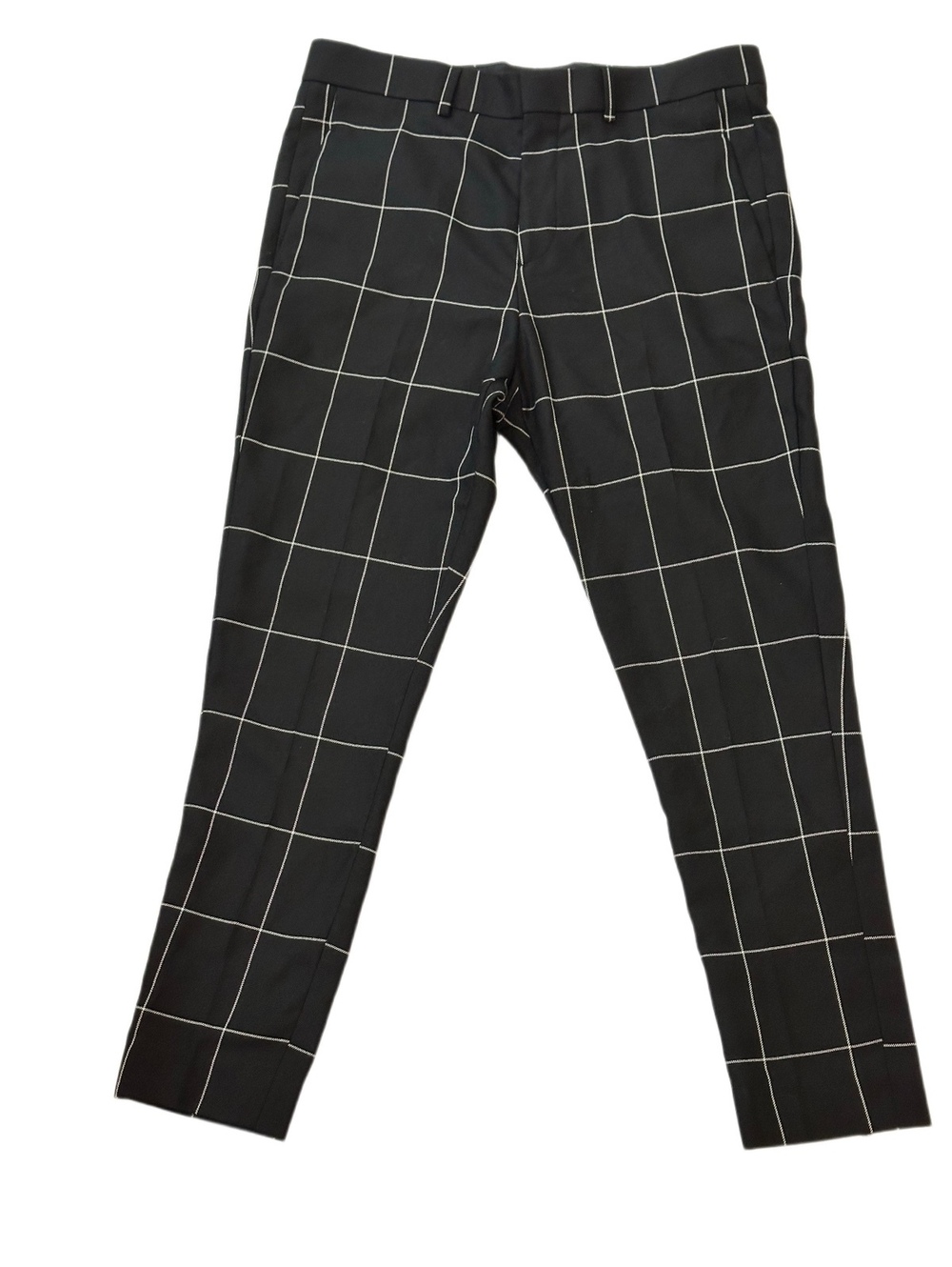Zara Man Black & White Windowpane Dress Pants Sz 32